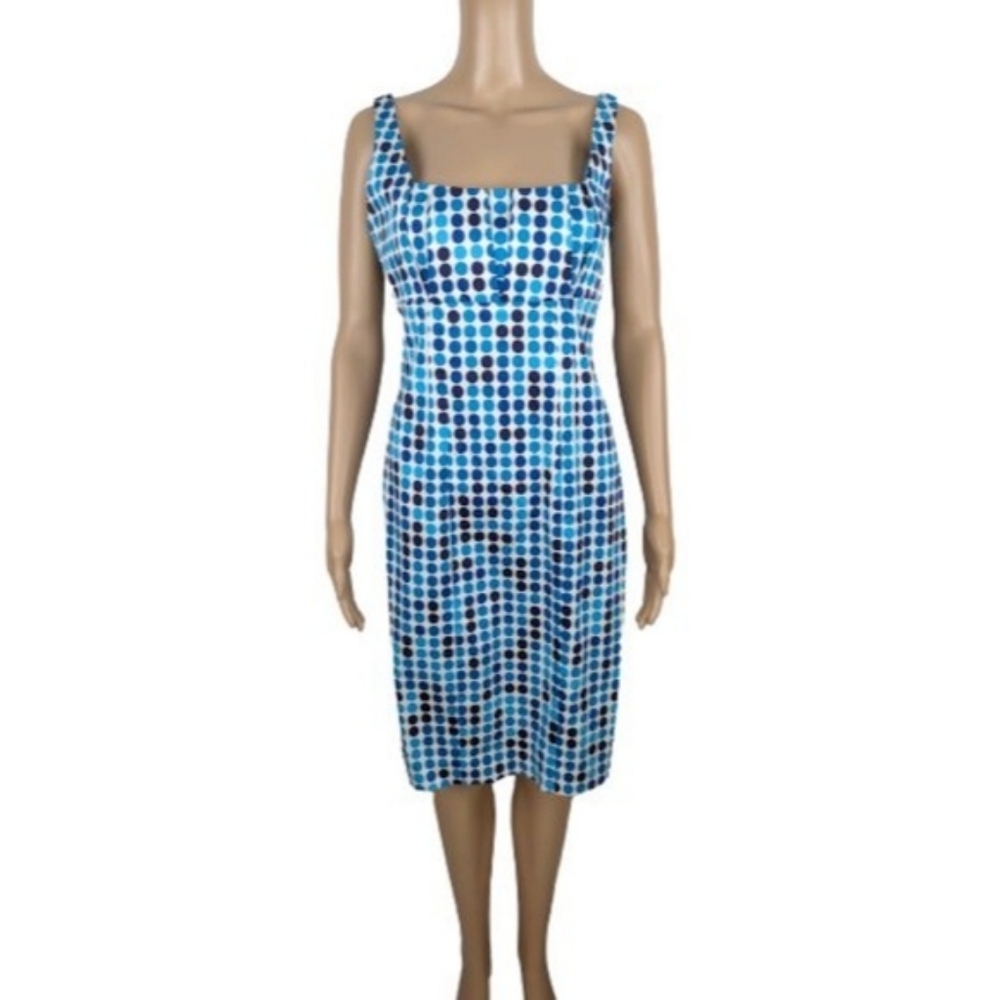 Calvin Klein Blue Polka Dot Fitted Shift Dress 4